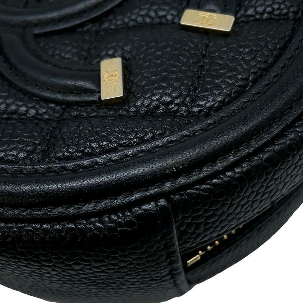 CHANEL CCFiligree Round ChainShoulder Bag BlackAP0365 Caviar Leather