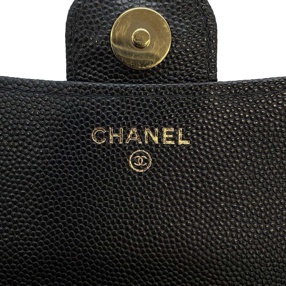 CHANEL Matelasse Flap ChainShoulder Phone Pouch BlackAP2096 Caviar Leather