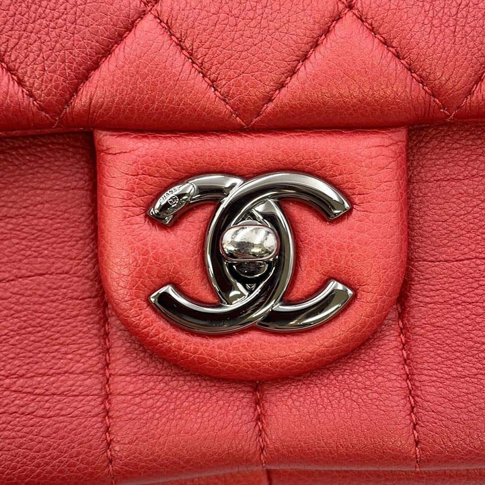 CHANEL Mademoiselle Triple Chain Shoulder Red Leather