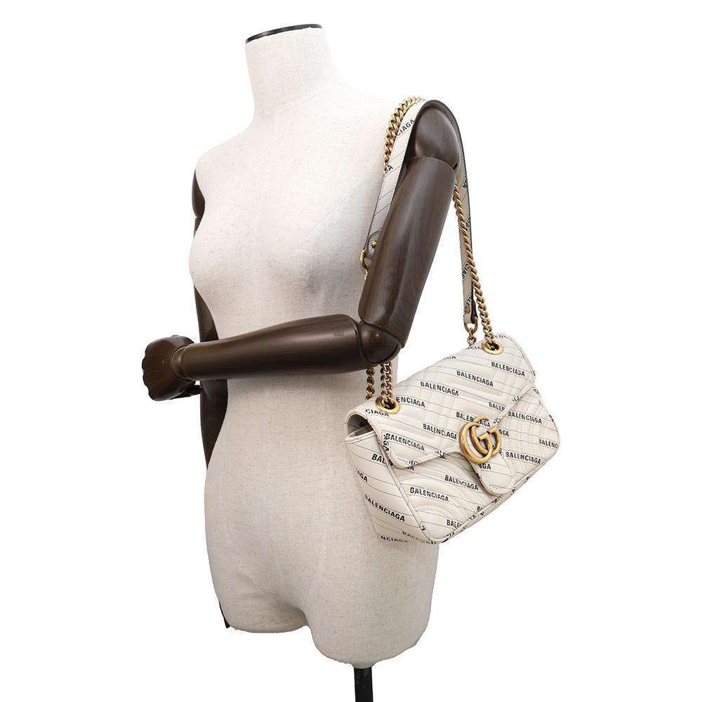 GUCCI GG Marmont Shoulder Bag Hacker Project White443497 Leather