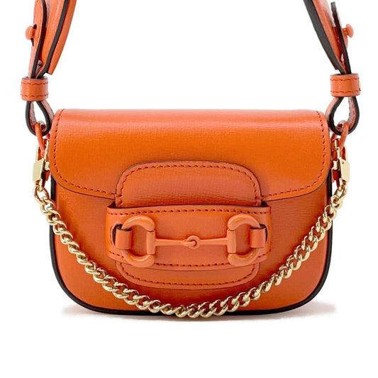 GUCCI Horsebit 2WAY Mini Shoulder Bag Orange726863 Leather