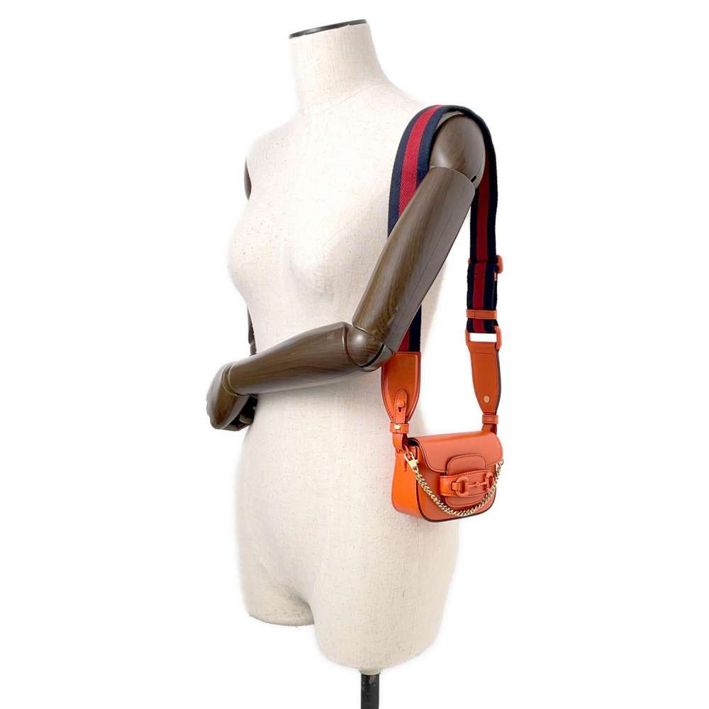 GUCCI Horsebit 2WAY Mini Shoulder Bag Orange726863 Leather