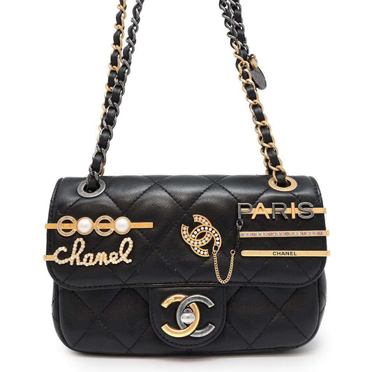 CHANEL Mini Matelasse Clip Coco GX ChainShoulder Bag BlackAS2978 Lambskin Size 18