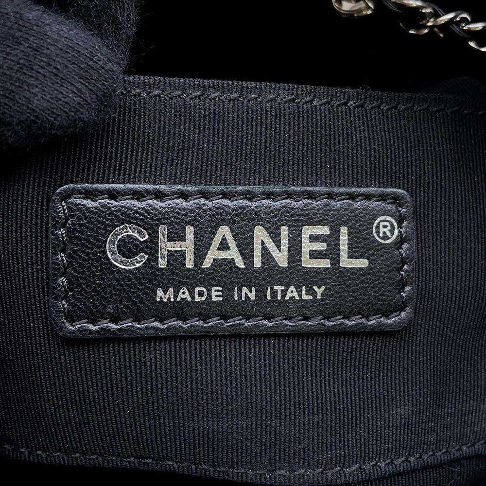 CHANEL Chevron Studded Drawstring BagShoulder Bag Black Leather