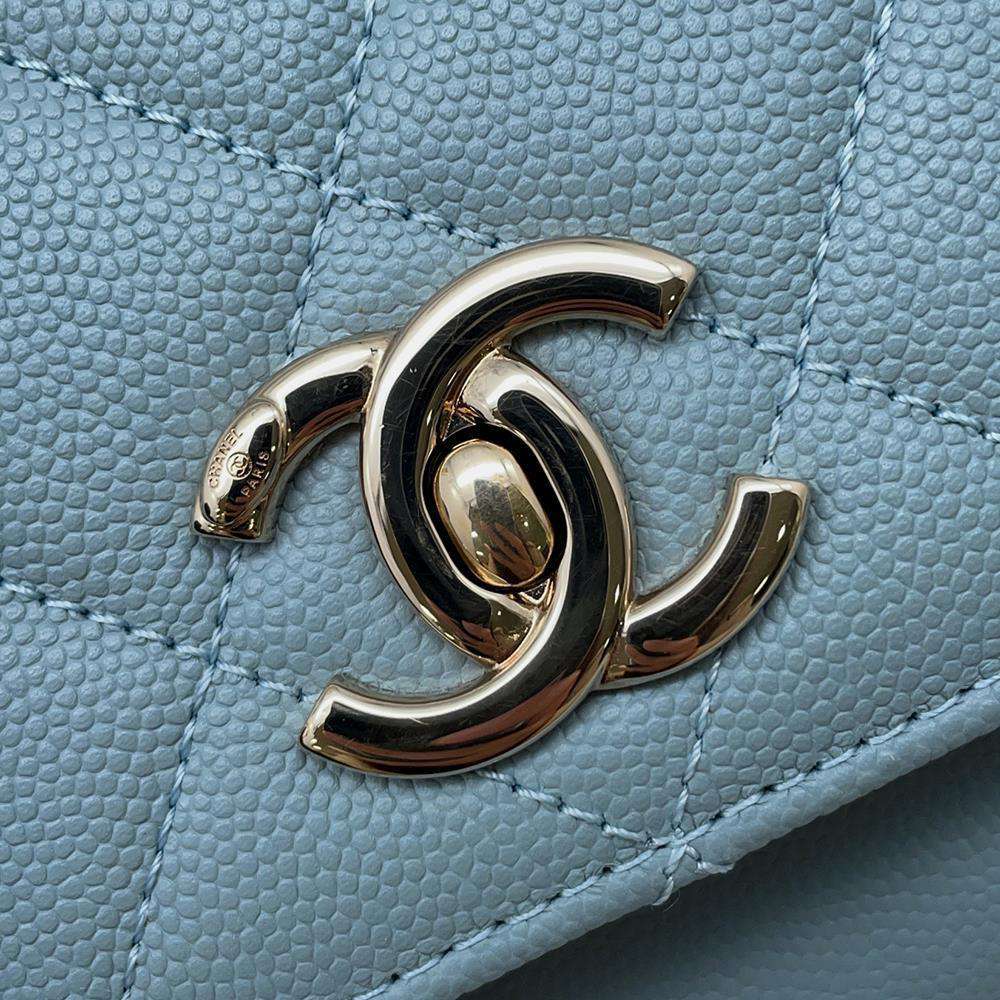 CHANEL Business Affinity 2WAY ChainShoulder Bag Light BlueA93749 Caviar Leather Size Small