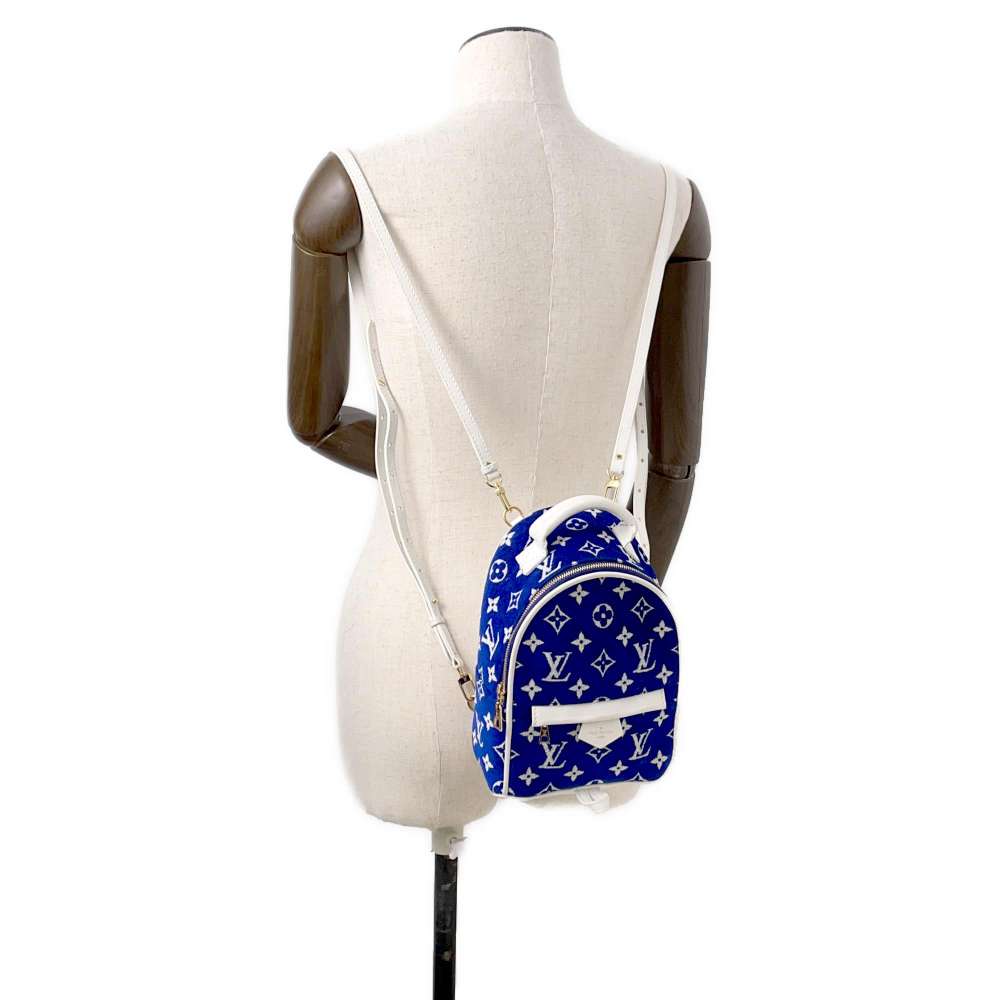 LOUIS VUITTON LV Match Palm Springs Backpack MINI Blue/WhiteM46207 Monogram・Jacquard Velvet Size Mini