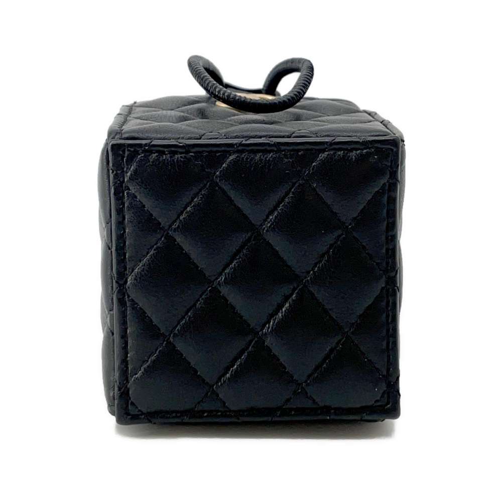 CHANEL Matelasse MiniDrawstring Bag Square ChainShoulder Bag Black Lambskin