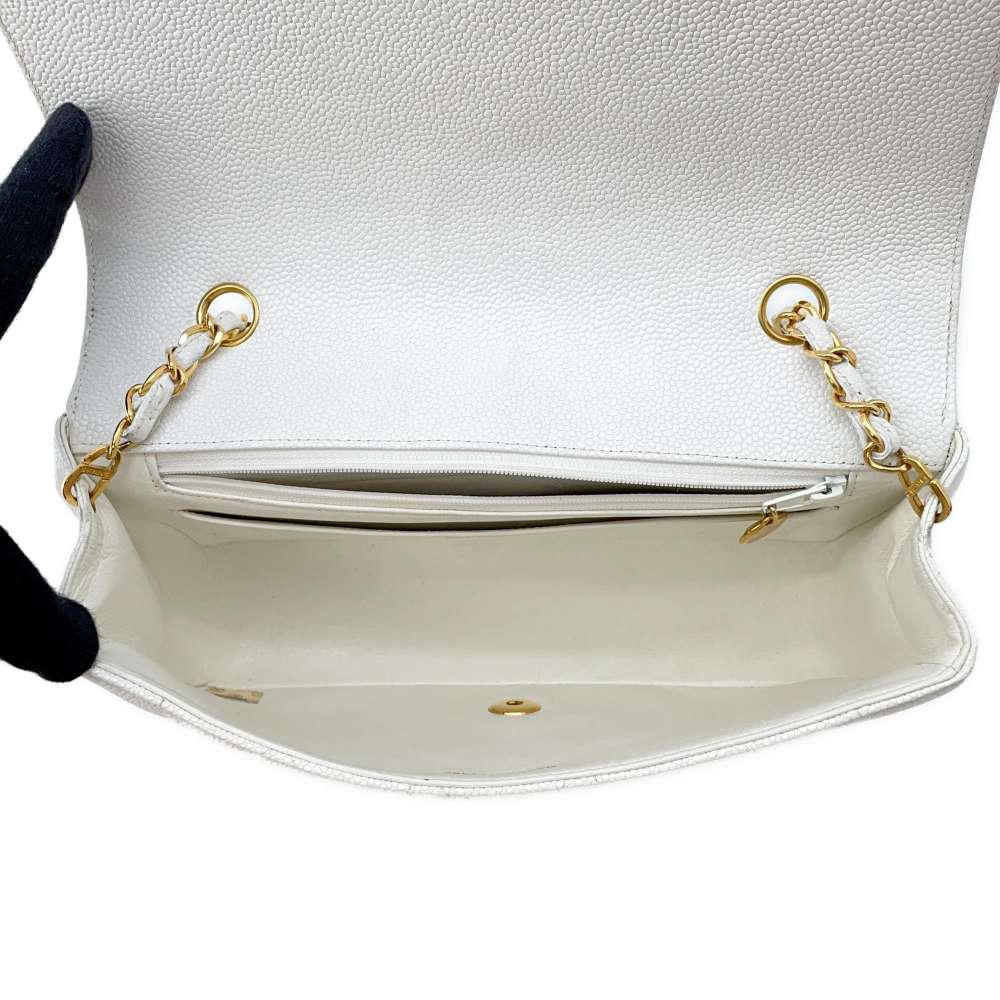 CHANEL Diana 2wayChainShoulder WhiteA01165 Caviar Leather