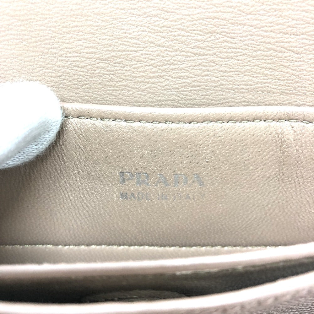 PRADA Shoulder Bag BT955X Safiano leather beige logo/shoulder ChainShoulder Women Used