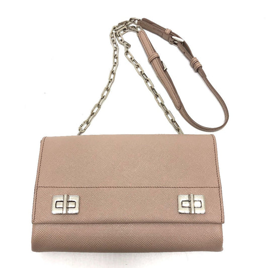 PRADA Shoulder Bag BT955X Safiano leather beige logo/shoulder ChainShoulder Women Used