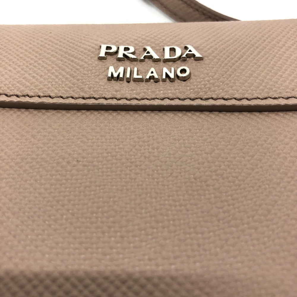 PRADA Shoulder Bag BT955X Safiano leather beige logo/shoulder ChainShoulder Women Used