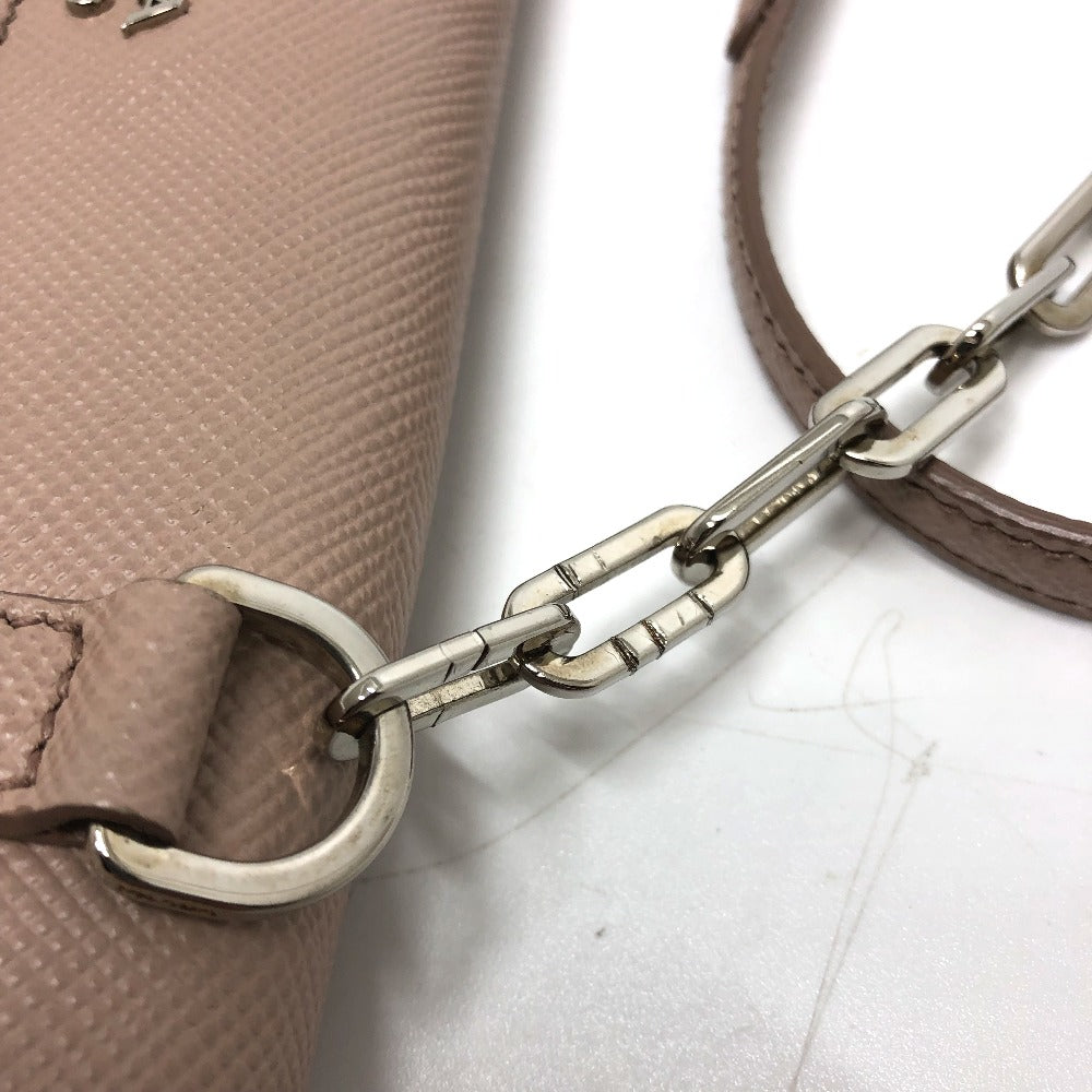 PRADA Shoulder Bag BT955X Safiano leather beige logo/shoulder ChainShoulder Women Used