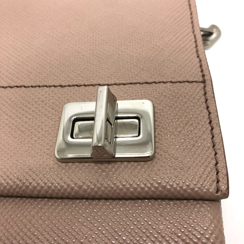 PRADA Shoulder Bag BT955X Safiano leather beige logo/shoulder ChainShoulder Women Used