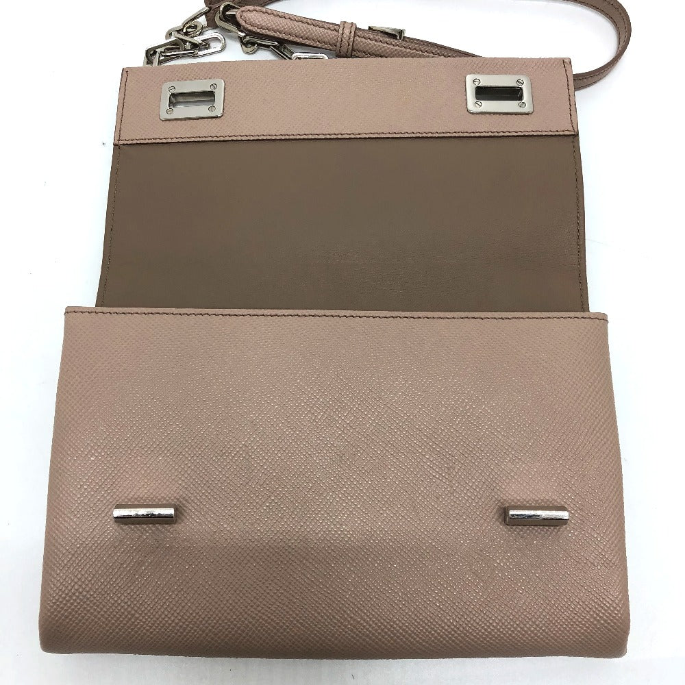 PRADA Shoulder Bag BT955X Safiano leather beige logo/shoulder ChainShoulder Women Used