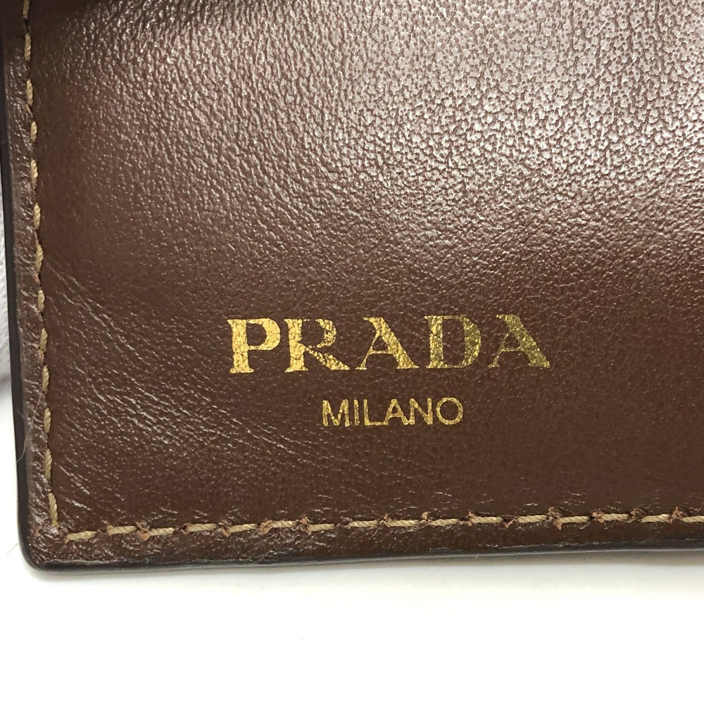 PRADA Trifold wallet 1MH523 Jacquard Brown ribbon logo Women Used