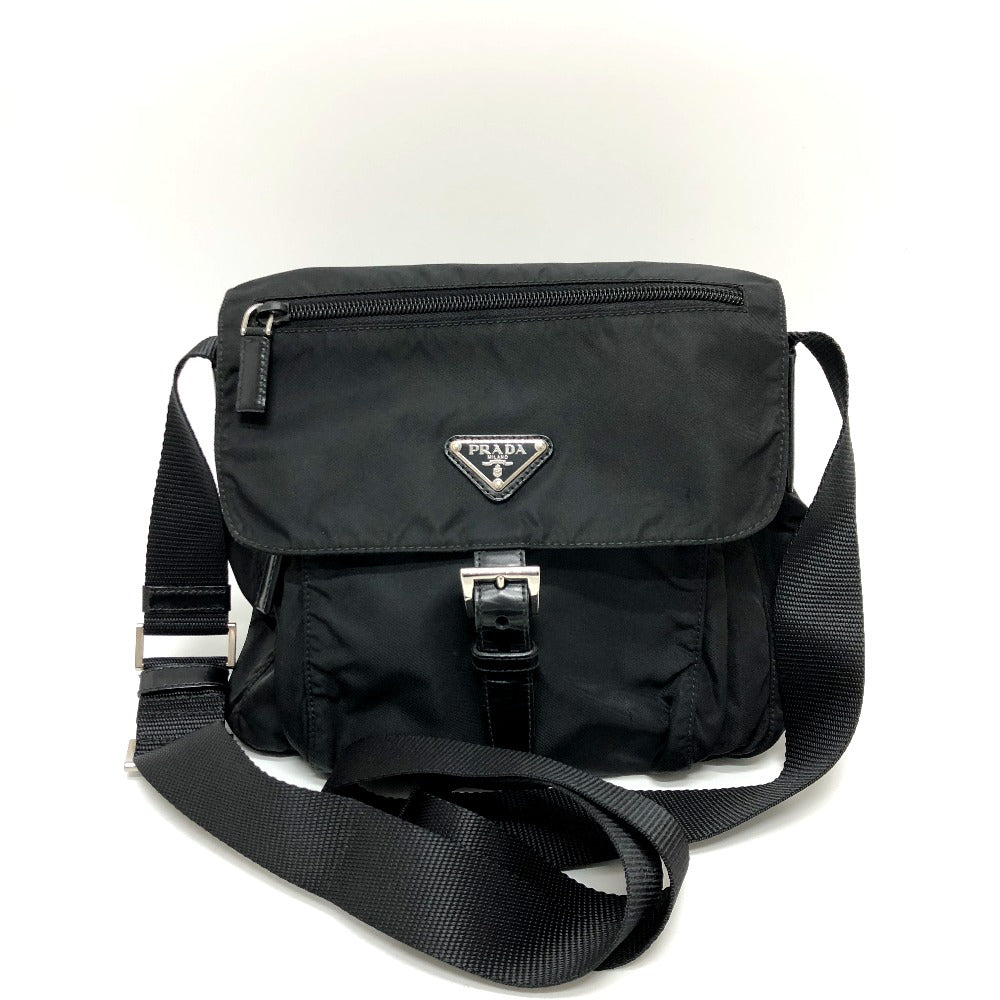 PRADA Shoulder Bag BT0693 Nylon black Triangle logo front pocket Women Used