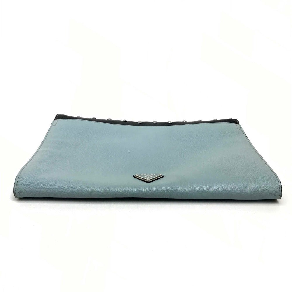 PRADA Clutch bag VR074C leather black Safiano Bijou x studs unisex(Unisex) Used