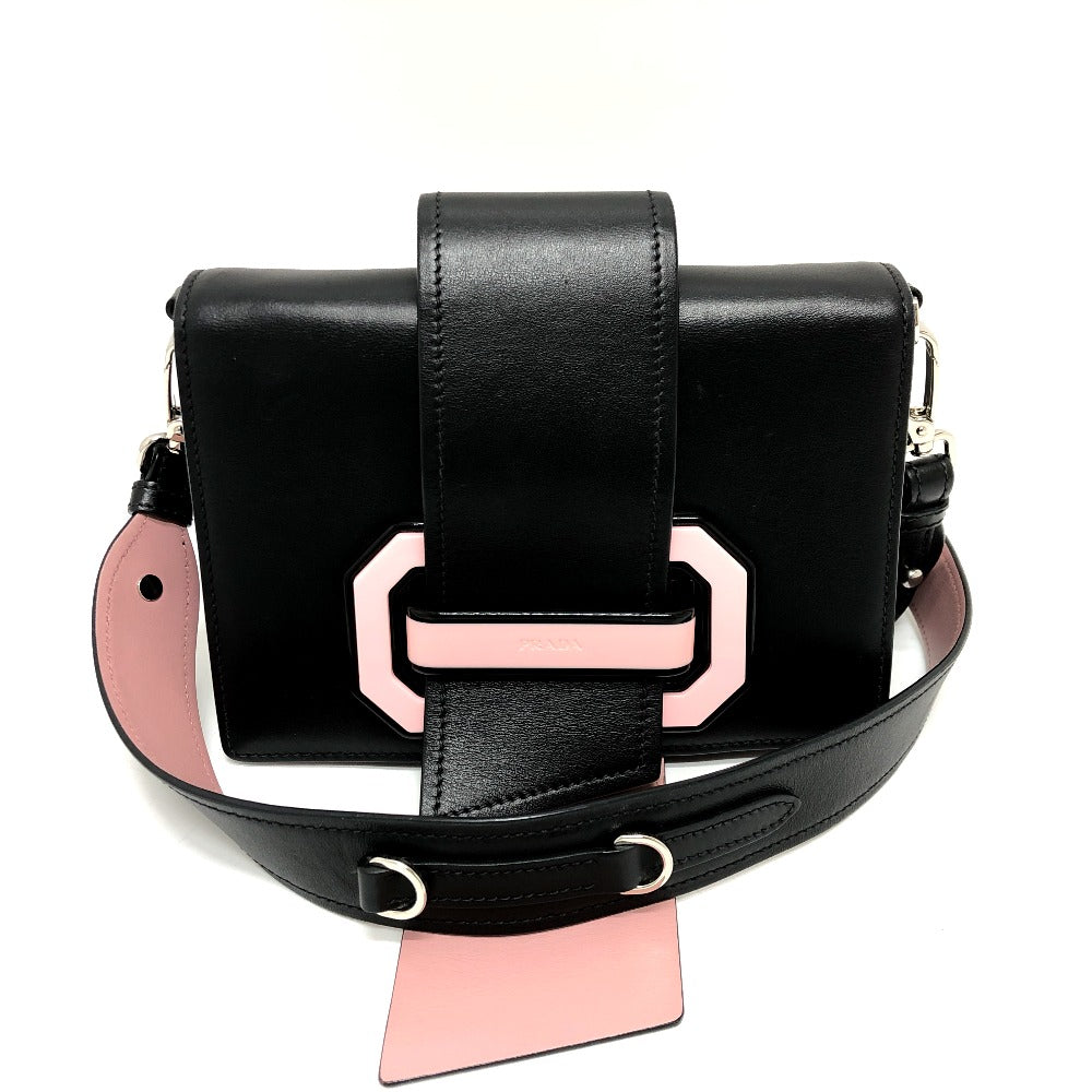 PRADA Shoulder Bag 1BD067 leather black ribbon Women Used