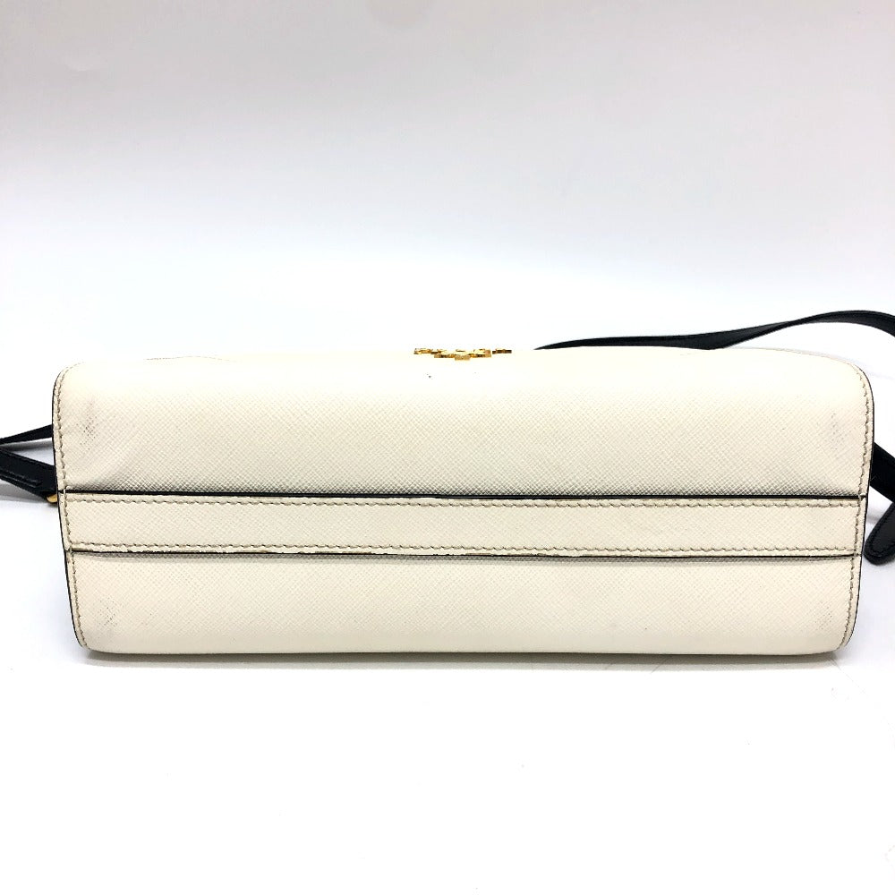 PRADA Shoulder Bag 1BH104 Safiano leather White / black logo Women Used