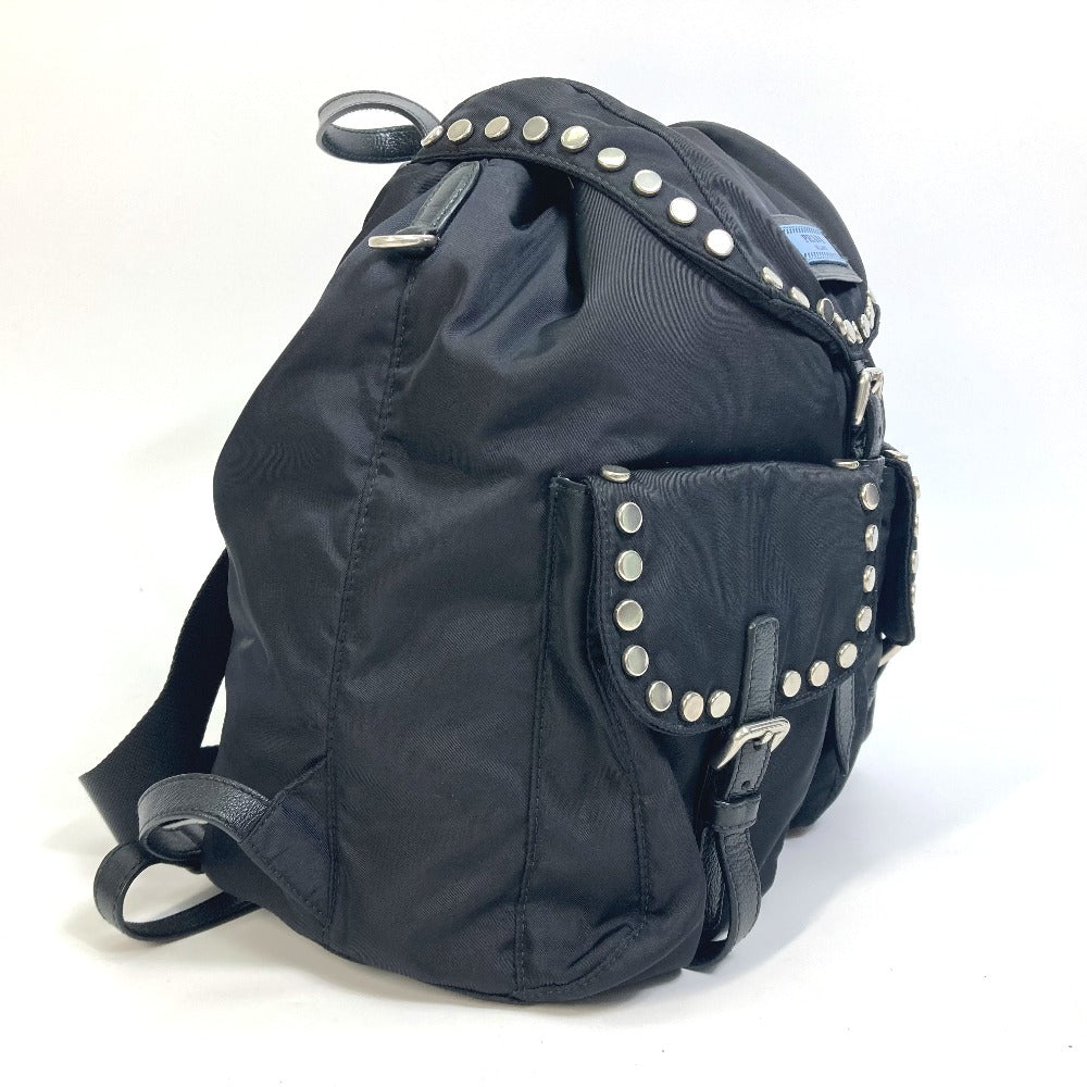 PRADA Backpack 1BZ811 Nylon black logo Studs mens Used