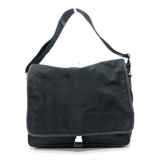 PRADA Shoulder Bag Ｖ166 Nylon / leather black