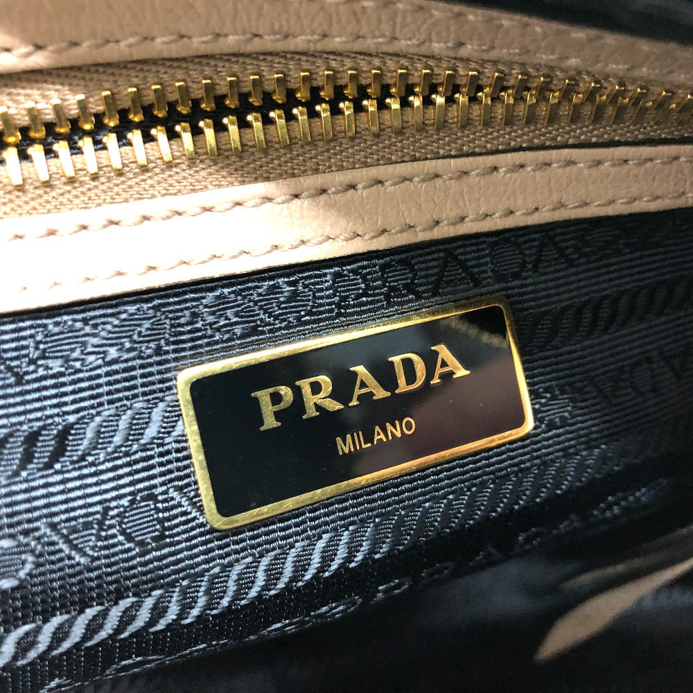 PRADA Shoulder Bag 1BH089 leather beige logo GLACE CALF CAMMEO Women Used