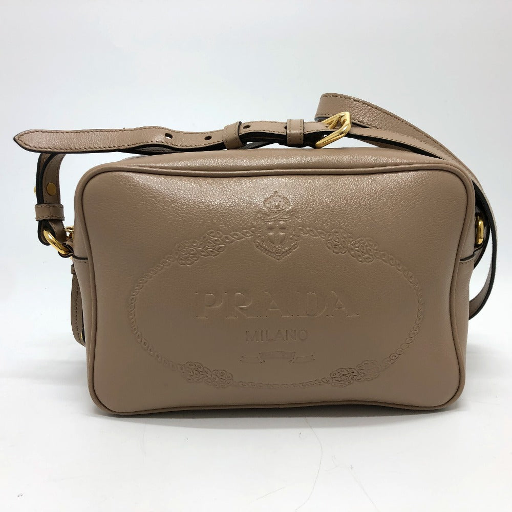 PRADA Shoulder Bag 1BH089 leather beige logo GLACE CALF CAMMEO Women Used