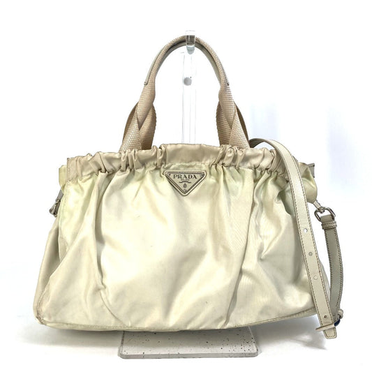 PRADA Handbag BN1631 Nylon / leather Light beige type Crossbody Triangle logo