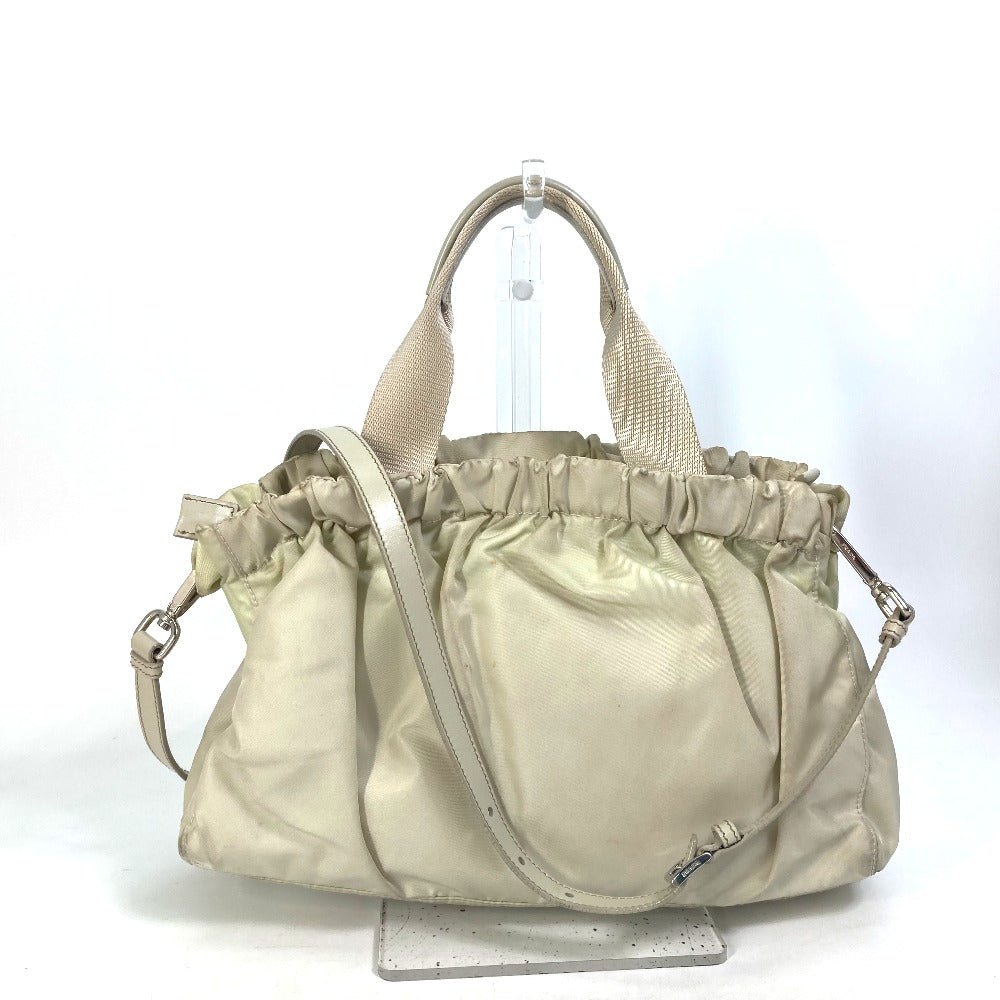 PRADA Handbag BN1631 Nylon / leather Light beige type Crossbody Triangle logo