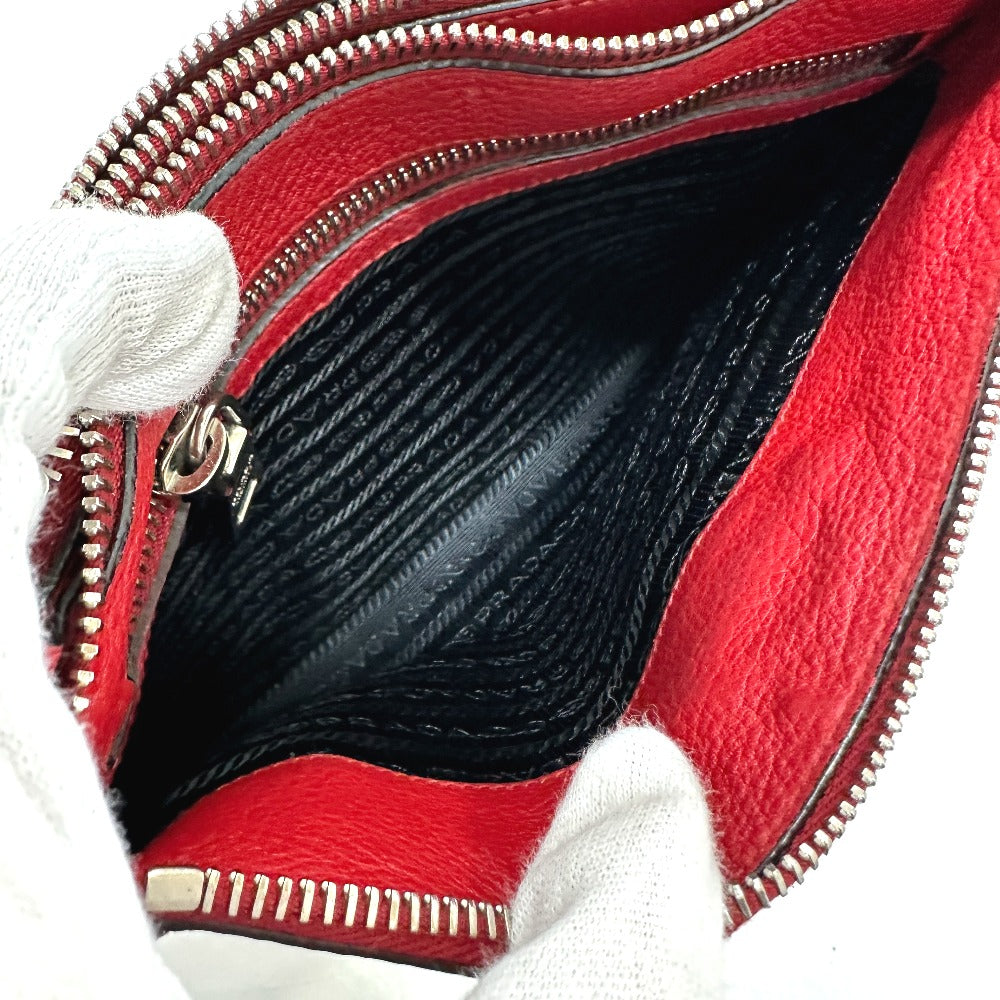 PRADA Shoulder Bag 1BH046 leather Red logo Women Used