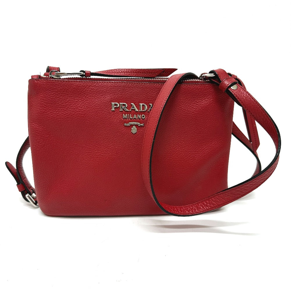 PRADA Shoulder Bag 1BH046 leather Red logo Women Used