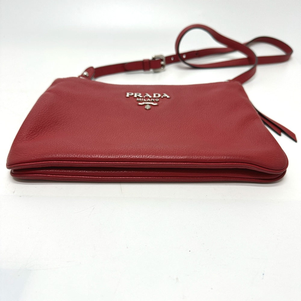 PRADA Shoulder Bag 1BH046 leather Red logo Women Used