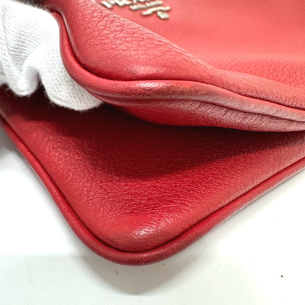 PRADA Shoulder Bag 1BH046 leather Red logo Women Used