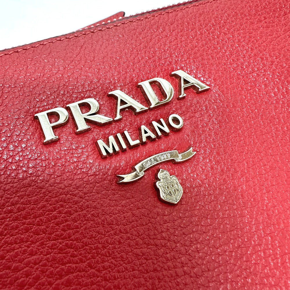 PRADA Shoulder Bag 1BH046 leather Red logo Women Used