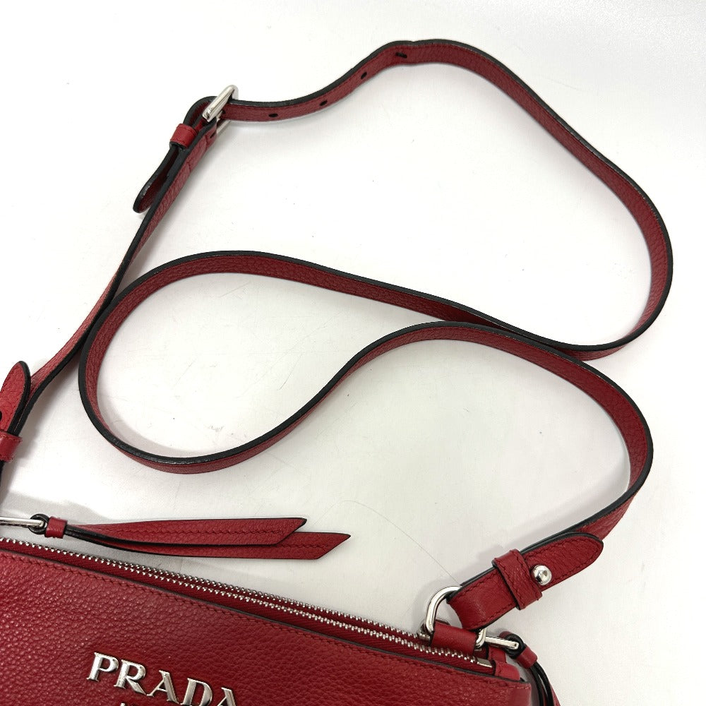 PRADA Shoulder Bag 1BH046 leather Red logo Women Used