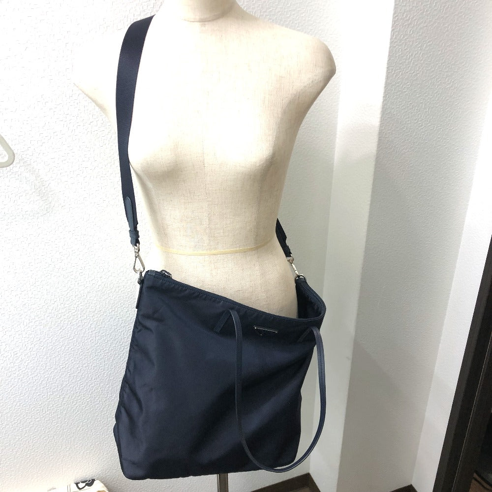 PRADA Shoulder Bag 1BG189 Nylon Navy Triangle logo Tote Bag/Crossbody unisex(Unisex) Used