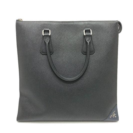 PRADA Tote Bag 2VG079 Safiano leather black logo business mens Used