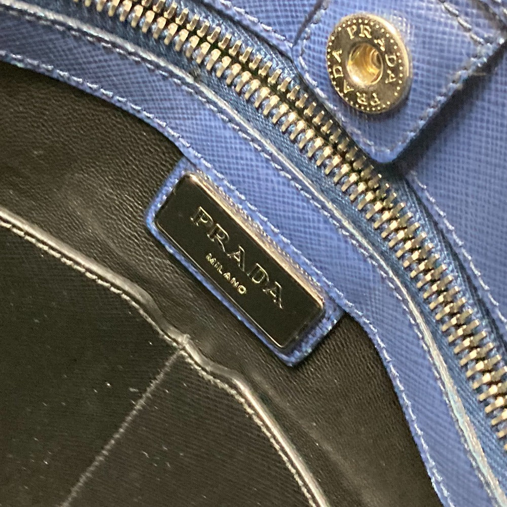 PRADA Tote Bag Safiano leather blue Bag Crossbody Shoulder Bag Triangle logo plate mens Used