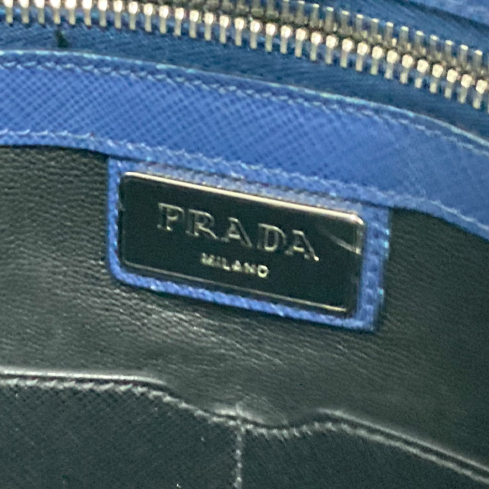 PRADA Tote Bag Safiano leather blue Bag Crossbody Shoulder Bag Triangle logo plate mens Used