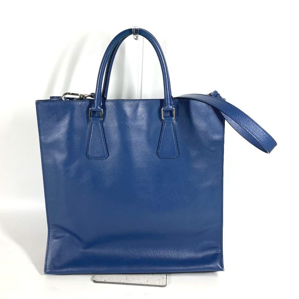 PRADA Tote Bag Safiano leather blue Bag Crossbody Shoulder Bag Triangle logo plate mens Used