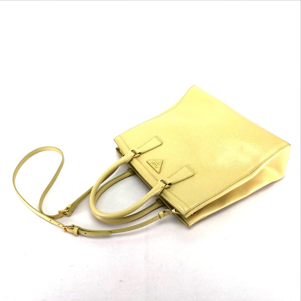 PRADA Handbag B2411M Safiano leather yellow Shoulder Bag Women Used