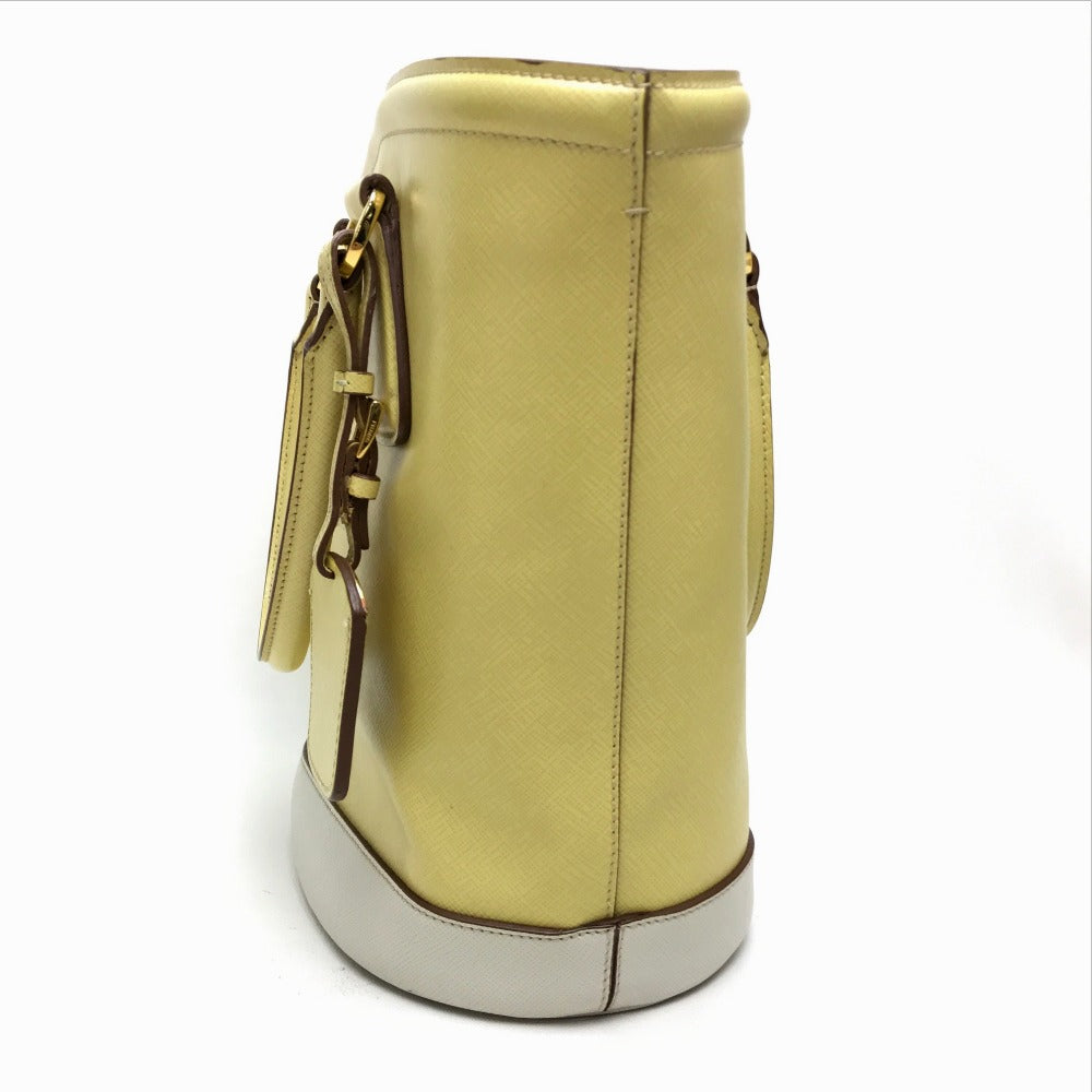 PRADA Shoulder Bag B2442B leather yellow Saffiano Lux Women Used