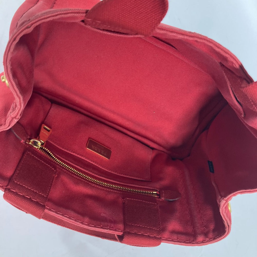 PRADA Handbag canvas Red logo Canapa Stainless Steel MINI