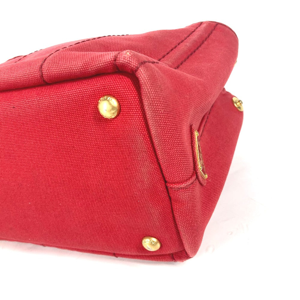 PRADA Handbag canvas Red logo Canapa Stainless Steel MINI