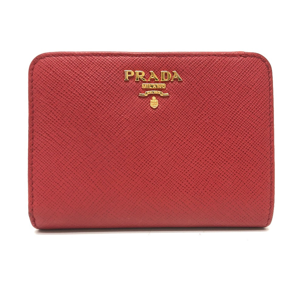 PRADA Folded wallet 1ML018 Safiano leather Red logo Women Used