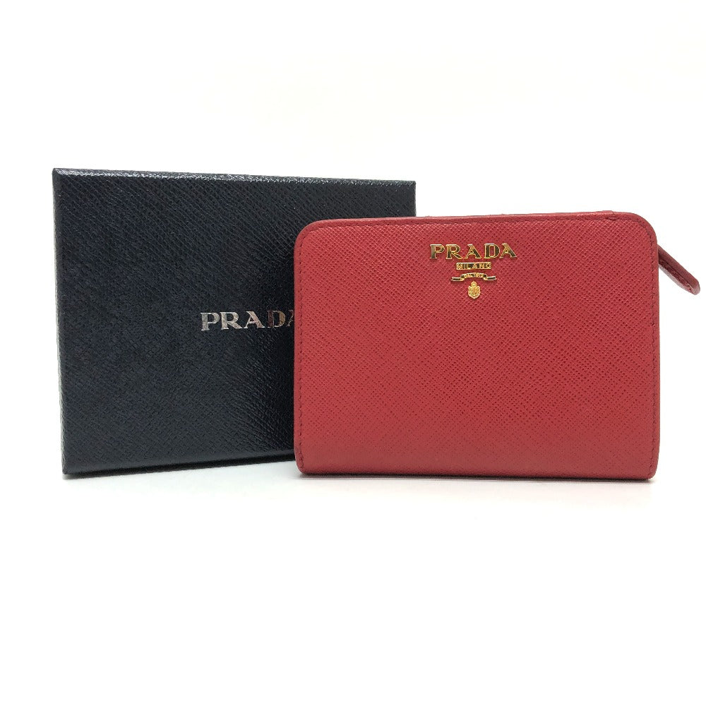 PRADA Folded wallet 1ML018 Safiano leather Red logo Women Used
