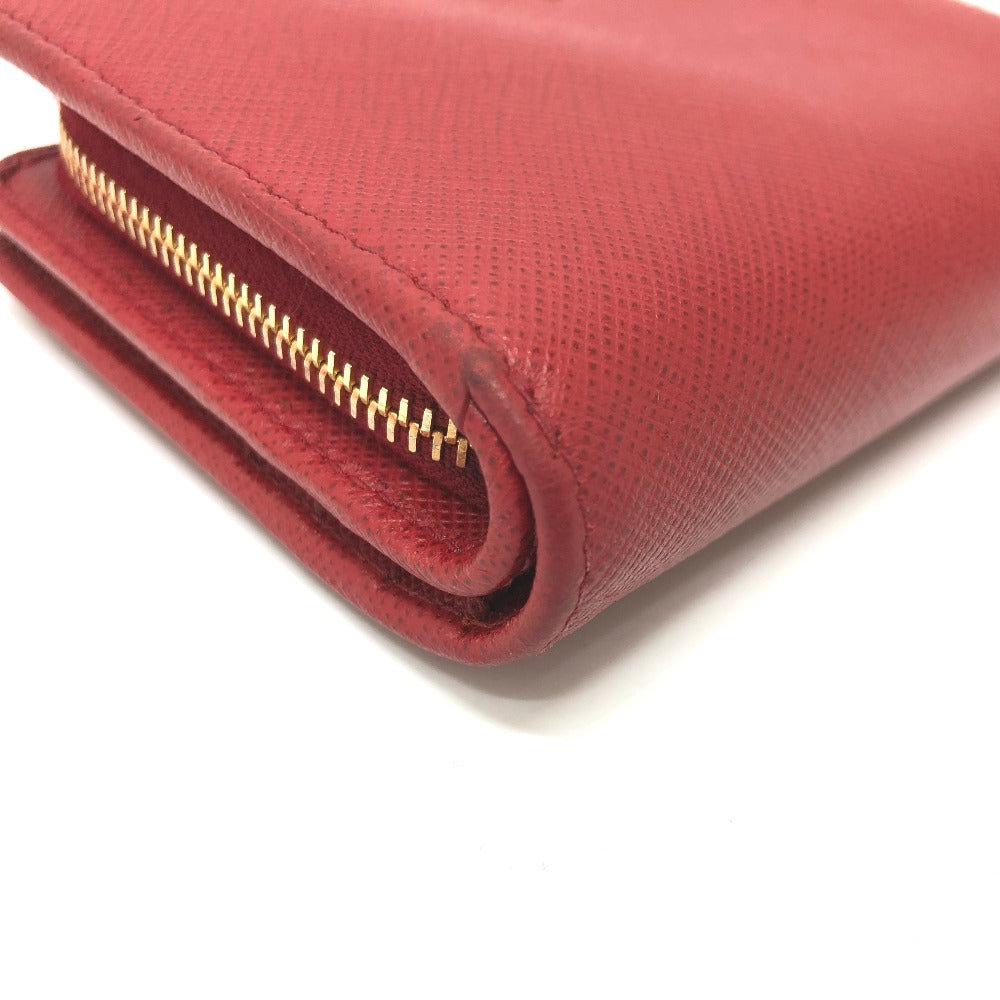 PRADA Folded wallet 1ML018 Safiano leather Red logo Women Used