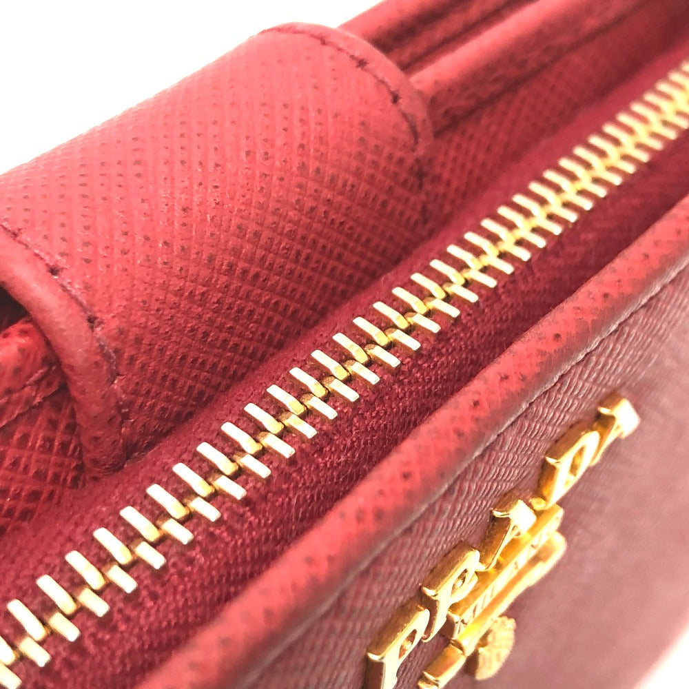 PRADA Folded wallet 1ML018 Safiano leather Red logo Women Used