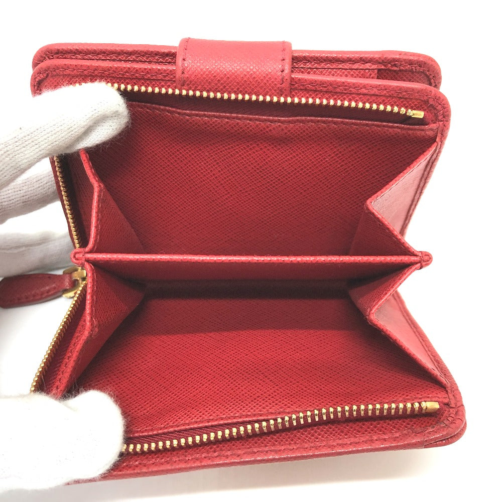 PRADA Folded wallet 1ML018 Safiano leather Red logo Women Used