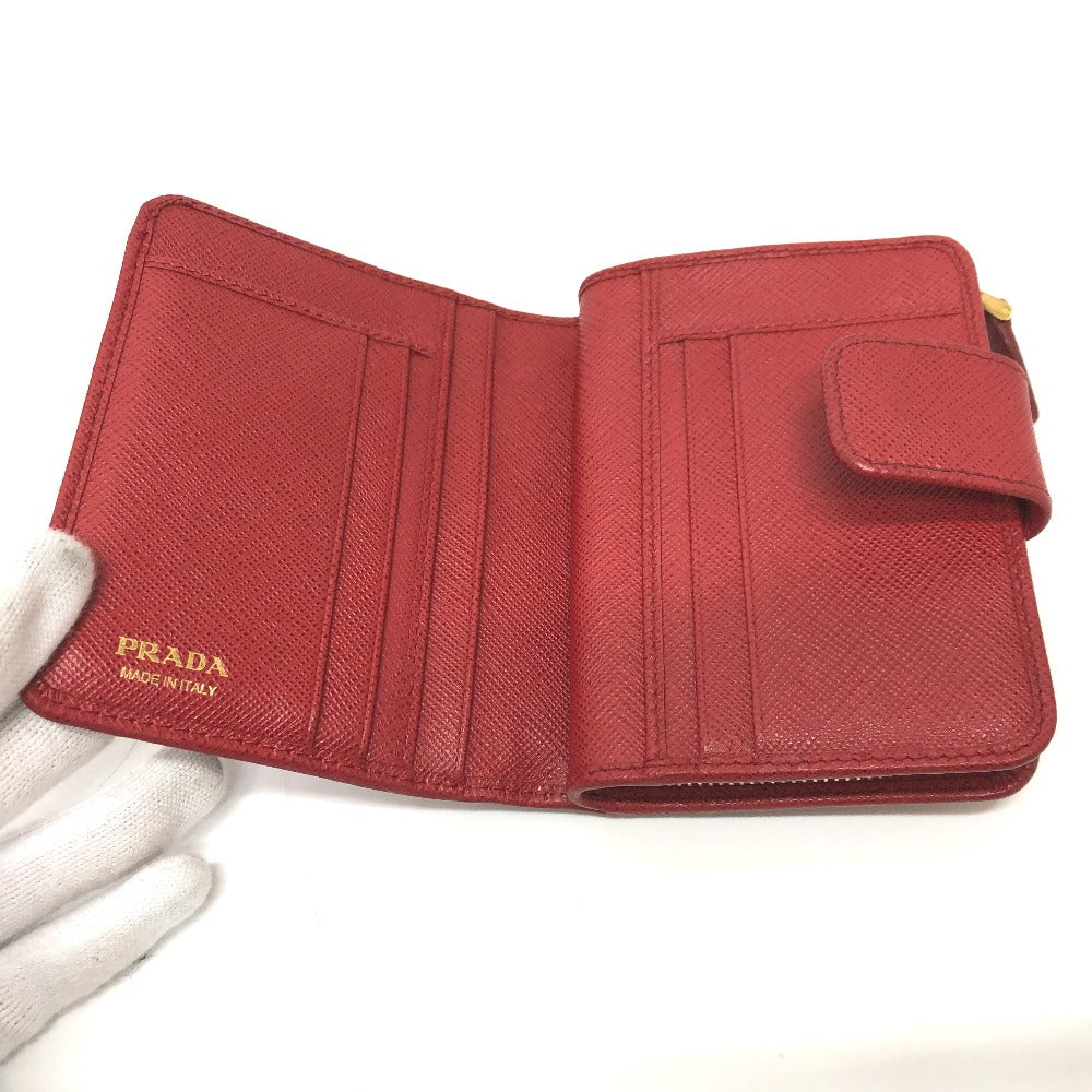 PRADA Folded wallet 1ML018 Safiano leather Red logo Women Used